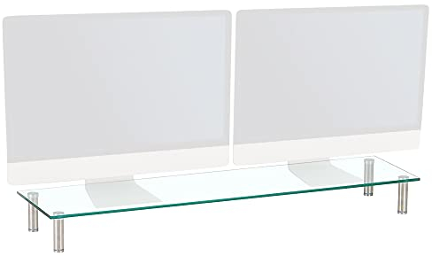 Charles Jacobs Dual/Twin Monitor Riser Stand - 100cm Wide - Clear 10cm Tall