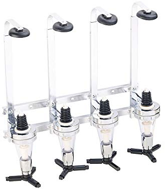 Rosenstein & Söhne Bar Butler: Aluminium-Flaschenhalter und Dosierer, 4-fach, für Wandmontage (Flaschenspender Bar, Dosierer für Flaschen, Schnapsflaschen)