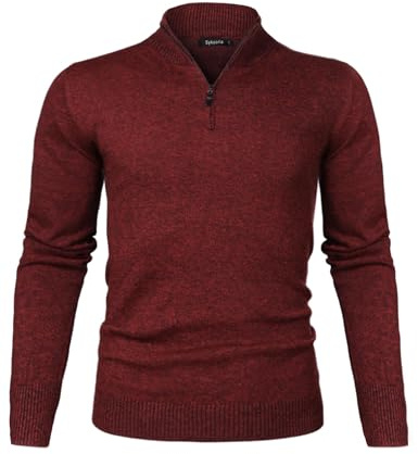 Sykooria Pull Homme Hiver Chaud Pullover Col Roulé à Manches Longues Sweaters Homme Tricoté Pull Col Zippé Homme
