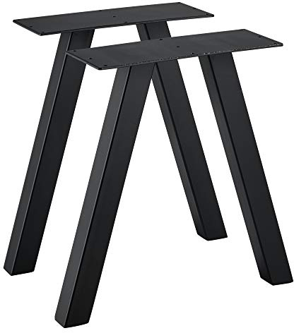 [en.casa] Juego de Patas para Bancos Set de 2X Patas de Banca 40 x 12 x 40 cm Base de Muebles Protectores Incluidas DIY Hágalo Usted Mismo Metal Negro