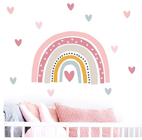 Little Deco Wandtattoo Regenbogen mit Herzchen DL483
