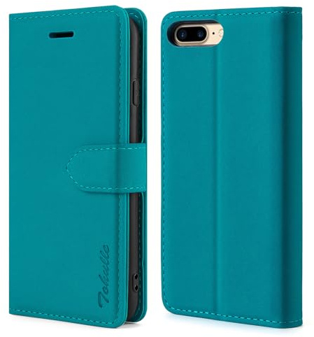 TOHULLE Case for iPhone 7 Plus iPhone 8 Plus, Premium PU Leather Wallet Case with Card Holder Kickstand Magnetic Closure Flip Folio Case Cover Compatible with iPhone 7 Plus/8 Plus - Blue