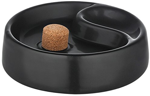 Pfeifenascher mit Abklopfer und Pfeifenablage in Schwarz, Keramik