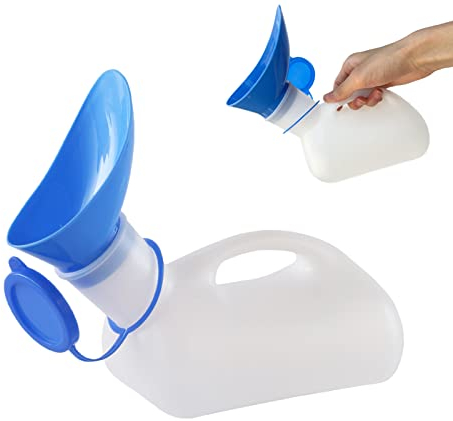 Tragbare Urinal Notfall Urinflasche 1000ml Camping Klo Urinal Unterwegs für Männer/Frauen/Kinder, Wiederverwendbare Mobile Toilette Unisex Urinal für Auto, Camping, Reisen, Outdoor
