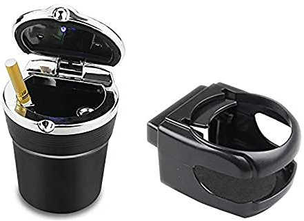 Kytpyi Posacenere per auto, posacenere da spiaggia, posacenere per auto con luce LED e supporto rimovibile multifunzione, posacenere con 2 fori per sigaretta adatto a tutte le auto
