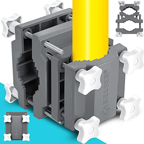 KESSER Premium Sonnenschirmhalter Universal Balkongeländer | Schirmständer für eckige und runde Schirme | Balkon Terrasse Sonnenschirm Halterung hohe Flexibilität | Starke Klemmkraft Grau/Hellgrau