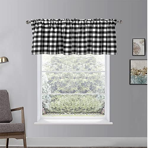 A.Monamour Tenda Corta per Finestra Piccola Nero Bianco A Quadri A Scacchi Opaco Rustico Tendina Tenda da Cucina Bistrot Caffè Mezza Tenda Mantovana Tenda a Vetro Tenda a Pannello Tenda Porta Armadio