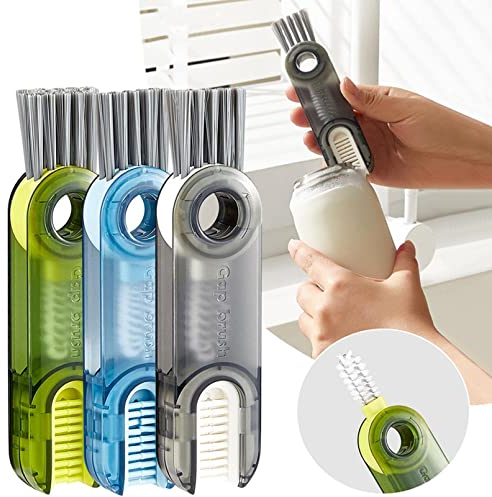 ABBCDTT 3 In 1 Multifunctional Cleaning Brush,Multifunctional Brush,Tiny Bottle Cup Lid Detail Brush Straw Cleaner Multi-Functional Crevice for Nursing Cups Cover (3 pcs,Mixed)