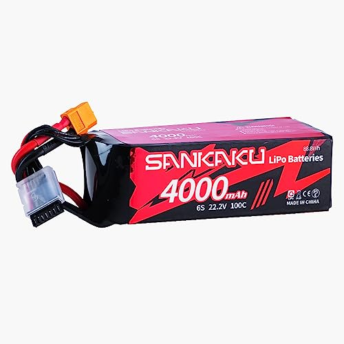SANKAKU 22,2V Lipo Akku 6S 4000mAh 100C Stecker XT60 für RC Flugzeug Quadrocopter Hubschrauber Drohne FPV Hobby