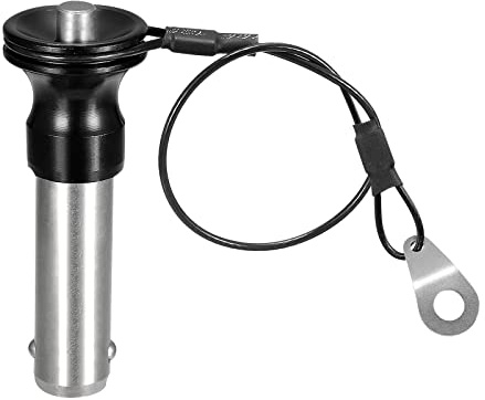 sourcing map 1 Stück Kugelsperrbolzen mit rundem Kopf (12mm x 28mm) 304 Edelstahl Druckknopf Schnell Spannstift mit 20cm Draht