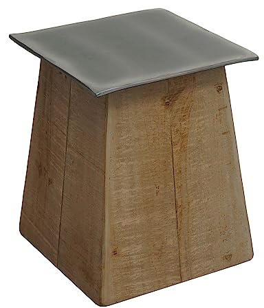Mendler Hocker HWC-L76, Sitzhocker Holzhocker, Industrial Massiv-Holz MVG-Zertifiziert, Natur mit Metall-Optik