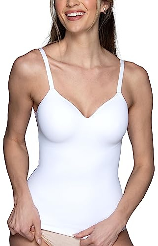 Vanity Fair Shaping Cami with Built in Bra, Tummy Control Shapewear Camisole Tops for Women, Star White, X-Large
