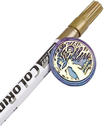 haiaxx Stylo de sceau de cire stylos marqueurs métalliques stylos de coloration à la cire vintage pour cachet-timbre invitation de mariage décoration d'enveloppe stylo de sceau de cire or