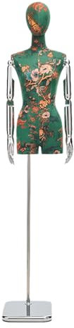 Schneiderpuppe Verstellbar mit Bedrucktem Buntem Samt, Spiegel-Metallsockel aus Edelstahl, Mannequin-Torso Anwendbar auf Bekleidungsgeschäft Brautkleid Puppen ( Size : Silver square , Color : Dark gre