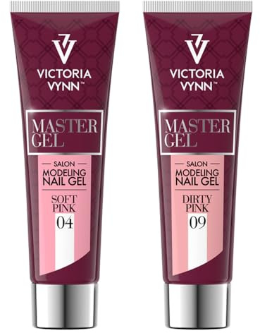 Victoria Vynn Set Master Gel UV LED Modelliergel Acryl: Dirty Pink & Soft Pink – standfestes Aufbaugel für perfekte Gelnägel, inkl. Make-up Gel
