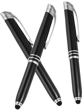 STOBOK 3st Kugelschreiber Led-taschenlampenstifte Stift Mit Taschenlampenspitze Eingabestift Für Touchscreen Led-leuchtstift Leuchtstifte Schwarzer Stift Licht Unternehmen Metall Student