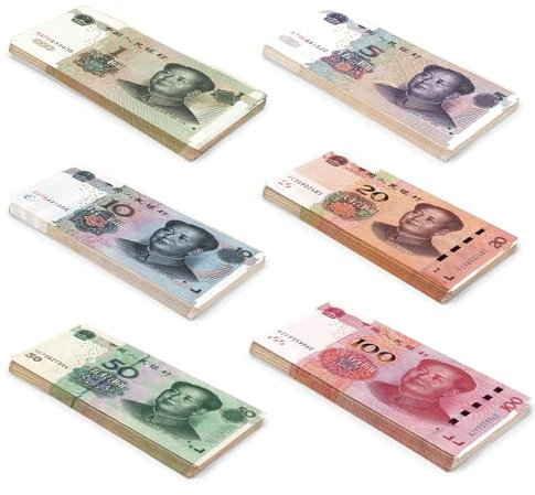 Scratch Cash Mini Bundle Yuan Soldi per Giocare (aumentate al 125%) 150 Banconote, 6 mazzette da 25 x 1, 5, 10, 20, 50 e 100 Yuan