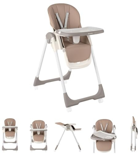 Kikkaboo seggiolone Spicy, pieghevole, tavolino estraibile, regolabile, 4 ruote, colorazione:marrone chiaro