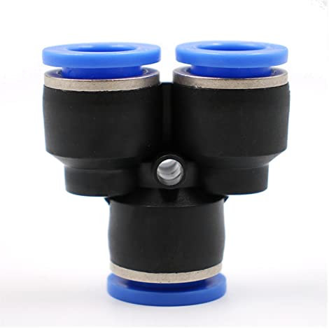 Steel Tee Pipe Fittings 5Pcs Y-Type Pneumatic Connector Tee Union Push in Fitting for Air Pipe Joint OD 4 6 8 10 12MM 1 to 2 Plug Adapter (Color : 4MM) (Color : 8mm)