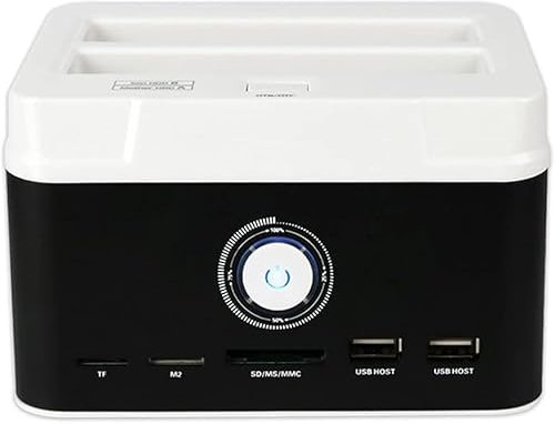 Estación de Acoplamiento para Disco Duro Externo, Ranuras duales USB 3.0 a SATA con concentrador USB 2.0 y Lector de Tarjetas para Disco Duro Externo HDD SSD SATA de 2,5 y 3,5 pulg