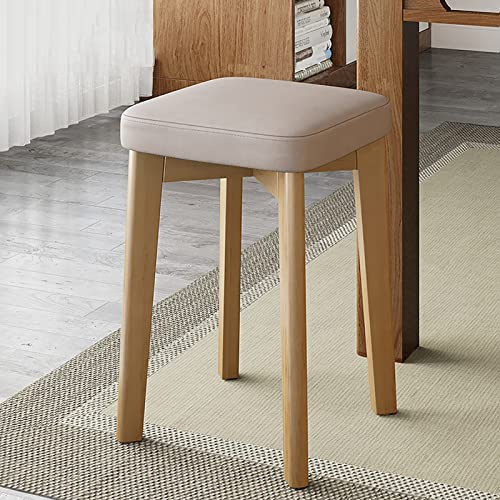 Modern Farmhouse - Taburetes de bar apilables de altura de mostrador con cojín suave, color beige, juego de 2