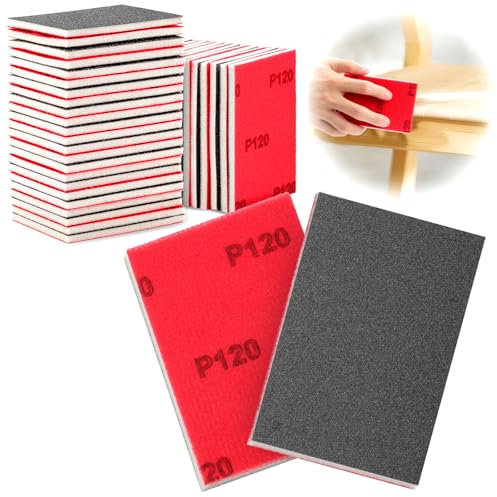 TXXATX 27 Pieces Sanding Sponge 120 Grits Sponge Sanding Pads Flexible Pads Washable and Reusable Wet and Dry Blocks Sandpapers for Drywall Wood Furniture Metal Polishing Painting Auto Repair
