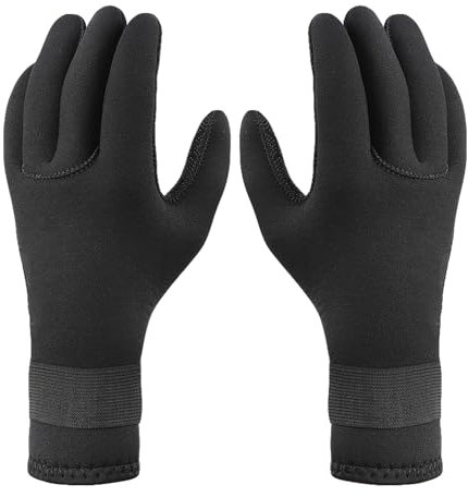Tauchhandschuhe 5mm Neoprenhandschuhe Anti-Rutsch Neopren Handschuh Tauchhandschuhe Verschleißfest Dicke Warme Flexibel Schwimmhandschuhe mit verstellbarem Riemen für Tauchen Surfen Bootfahren (L)