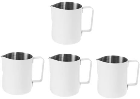 Gatuida 4piezas Jarra Inoxidable Para Espumar Leche Inclinado Para Latte y Espresso Para Casa Cafeterías y Restaurantes