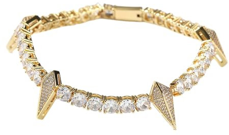 YLDMSDDB Tennisarmband Hip-hop Nischendesign Kupfermaterial Einfaches Männer Vielseitiges Armband Hochzeitsfeier Geburtstagsgeschenk-gold-7inch