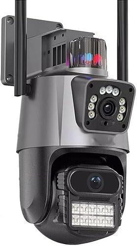 Generico Telecamera WiFi IP 6MP 4K da Esterno PTZ con Doppio Obiettivo, Zoom 8X, Rilevamento AI, Audio Bidirezionale, Visione Notturna a Colori – CCTV Sorveglianza