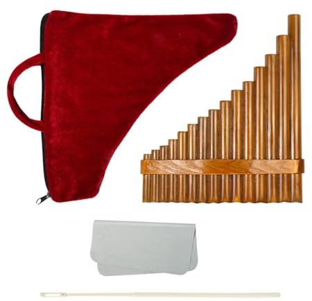 Pan Pipe Instrument, Bam-boo Pan Flute With Carrying Bag, 15 Pipes Pan Flute G Key Panpipes Chinese Traditional Musical Instrument, Handmade Panflutes Instrument For Beginners Students Kids Adults