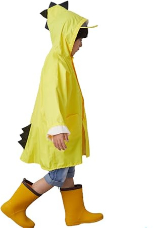 Generisch Poncho de pluie pour enfants vélo printemps, été garçon fille uni boutonné épais poncho imperméables ponchos de pluie gants d'hiver bébé, jaune, 10-11 ans
