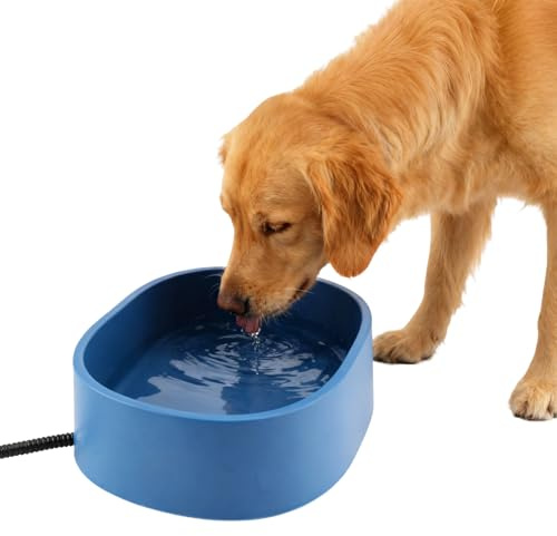 Beheizter Wassernapf für Hunde, 3,5L Beheiztes Frostschutz Tränkebecken, Haustier Trinkbrunnen mit Heizung, Temperaturregelung 25-35°C, BPA-frei, beißfester 2m Stahlkabel, für Katze Hund draußen