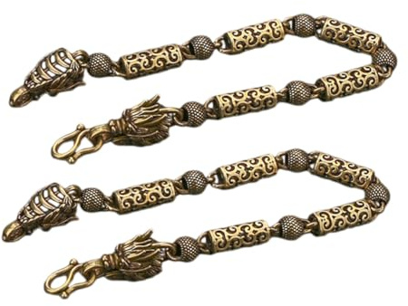 KOMBIUDA Vintage Brass Dragon Bracelet 2pcs Dragon Head Link Bracelet | Dragon Bangle Bracelet, Refined Chain Link Design, Comfortable Fit for Men and Women