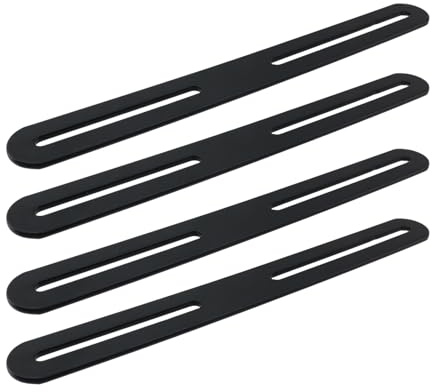 Rannb Adjustable Straight Brace Flat Mending Plates for Wood Stainless Steel Straight Brackets with Slot for Board, Bed Frame and Furniture, Black, 8.5 x 0.75 -4pcs