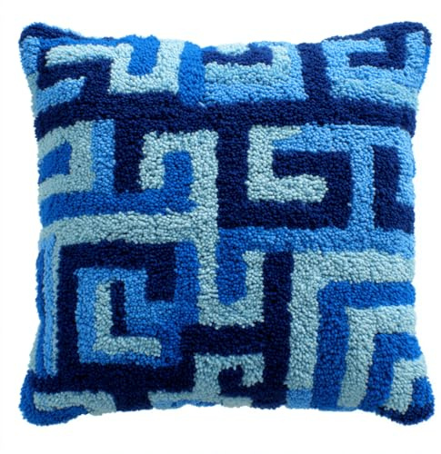 Taxpy Knüpfkissen Set Kreatives Knüpfen-Labyrinthmuster Komplettset Mit Bunter Wolle -Diy Kissen Für Anfänger Knüpfset Für Erwachsene Oder Kinder Geschenke Sofadekoration 43 X 43 Cm