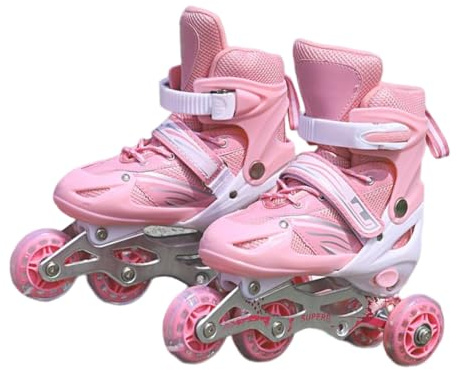 AMSLSIU 2 in 1 Skates Schuhe Verstellbare Inline Roller Kinder Kinder Indoor Outdoor Park Yard Skating Ausrüstung Jungen Mädchen, Rosa S