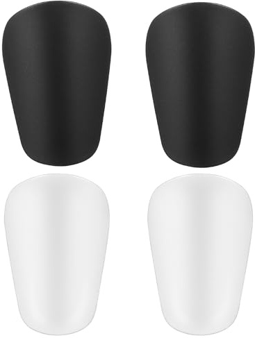 Okeno Select 2 par individuellt målade fotbollsskenbensskydd för barn och tonåringar, lätta miniskenbensskydd med EVA-stoppning, personliga (vit/svart, 10 x 6 cm)