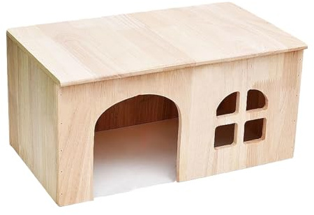 Hasenhaus aus Holz, Kleintierhütte, belüftetes Lebensraumschloss, Rennmäuse, Chinchilla-Unterschlupf, Igel-Frettchen-Gehege, Hamsterruhe, Haustier-Spielplatz für Kleintiere Haustiere