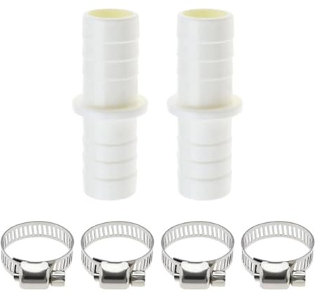 Solvind 2PCS Washing Machine Drain Hose Connector Kit with 4 Stainless Steel Clamps, Universal 110810 Waste Pipe Joiner for 18-30mm Hoses, Leak Proof for Washing Machines and Dishwasher