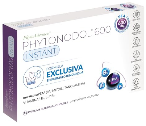 AlchemLife - PhytoAdvance Phytonodol 600 Instant | Apoyo al Bienestar del Sistema Nervioso y Confort | 12 Pastillas Blandas Masticables | Tecnología um-AcquaPEA Acción Rápida | PEA y Vitaminas B1, B6