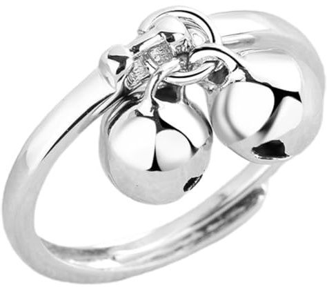 Hemobllo Anello Aperto con Doppio Campanello Regolabile per Donna Decorativo e Creativo per Feste e Occasioni Speciali
