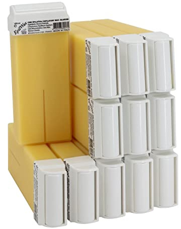 EpilWax - Roll On Cire Epilation à la Vanille - Jambes, Aisselles, Corps - Facile à étaler et à Retirer - Lot de 12 Recharges/Cartouches - 100 ml