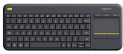 Logitech K400 Plus Tastiera Wireless Touch TV, Facili Controlli Multimediali e Touchpad Integrato, Layout Internazionale QWERTY - Nero