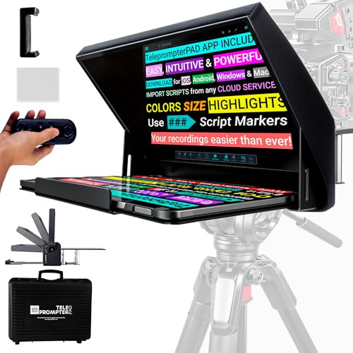 TELEPROMPTER PAD iLight PRO 14 Teleprompter iPad Tablet - Kit Teleprompter für Video mit Fernbedienung, APP & Koffer, Beam Splitter Prompter Autocue DSLR, iPhone, APP für Apple Android Windows Mac