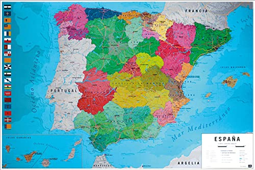 Close Up Mappa fisico/politica della Spagna (91,5cm x 61cm)