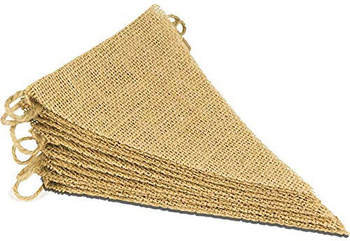 Tenlacum 15 x Wimpelkette aus natürlicher Jute, rustikale Leinen-Wimpelkette, DIY-Wanddekoration für Geburtstag/Abschlussfeier/Hochzeit/Baby-Party (4,3 m)