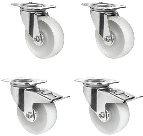 CASCOO SETSBTB125P0P0R1W Rollensatz 2 Lenkrollen-, 2 mit Feststeller, Polypropylen, Durchmesser 125 mm, Transportrollen, Kunststoff, Traglast 450 kg (4-er Pack)