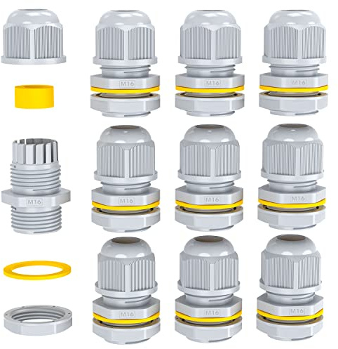 PEBA® Pressacavi Connettori Impermeabile IP68, 4-8mm Giunti Passacavi in Nylon Regolabili Connettori Pressacavi Elettrici M16/PG9 Passacavo con Controdado per Cavi Giardino(Grigio)