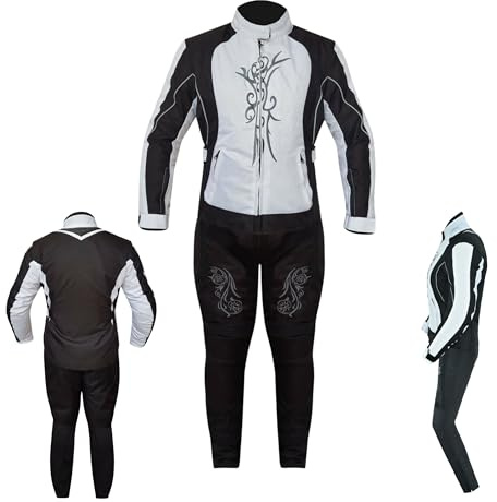 warrior gears Women's Graphic Embroidery Motorcycle Jacket and Thermal Lining Protective Trouser, Waterproof Biker Suit for Women for Outdoor, Girls CE Armored Motorbike Jacket and Pant